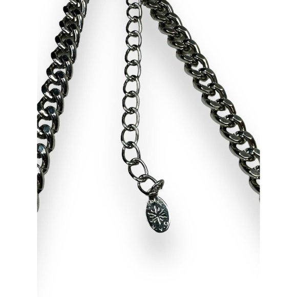 Lydell NYC Teal Blue Yellow Aurora Borealis Rhinestone Necklace 21.5” - Picture 4 of 6